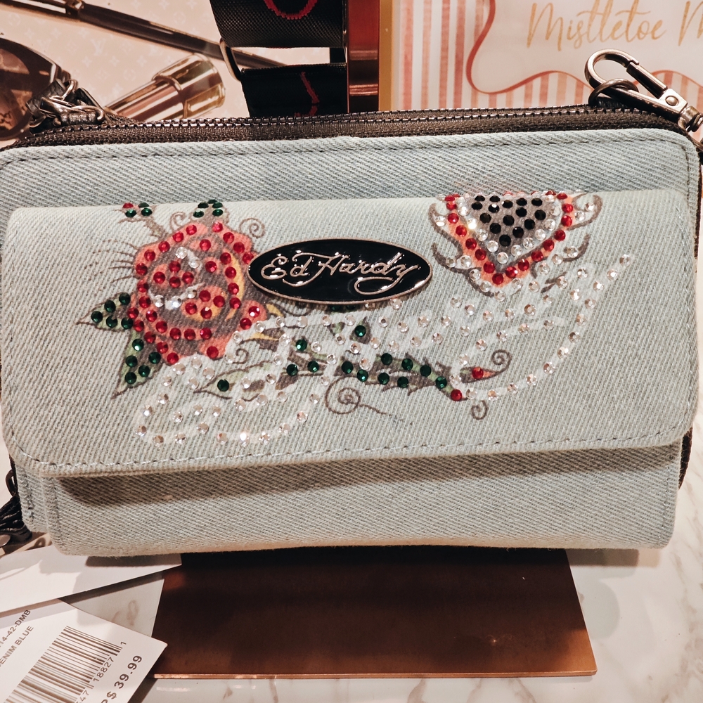 Ed Hardy Denim Convertible Crossbody Bag NWT - Picture 4 of 12